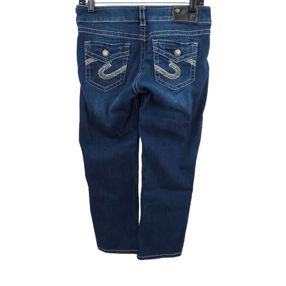 Silver Suki Mid Capri Jeans Size 29 x 22 Dark Wash Mid Rise Stretch Denim Pants - Picture 2 of 12